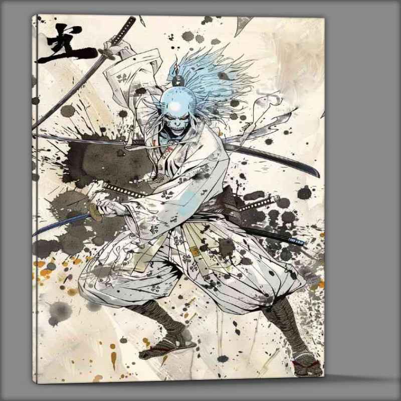 Buy Canvas : (Gray blue hair with samuri swords)