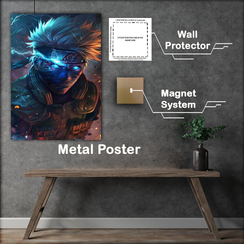 Buy Metal Poster : (Kakashi Hatake anime style blue eyes)