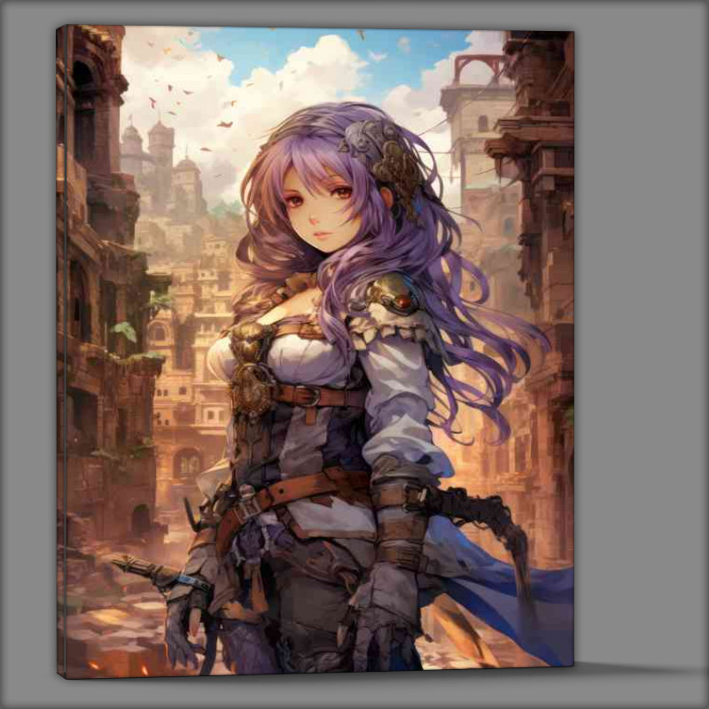 Buy Canvas : (Lady with purple hair holding wepons ready)