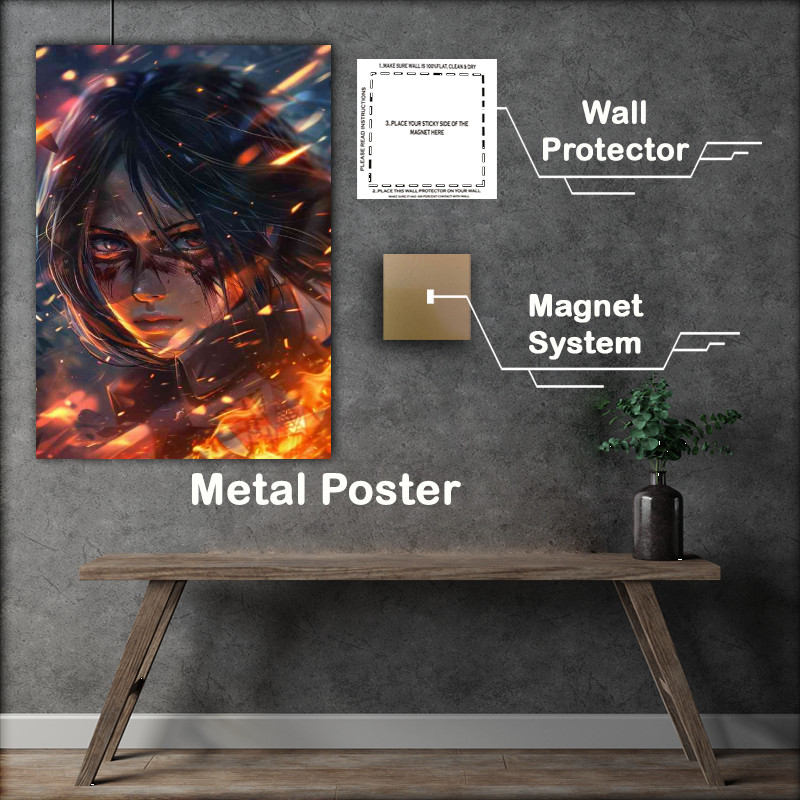 Buy Metal Poster : (Mikasa Ackerman anime style art)