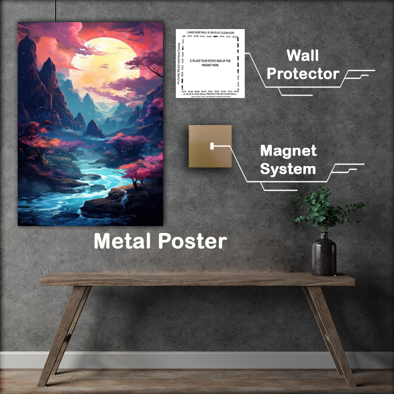 Buy Metal Poster : (Hanami Hotspots Cherry Blossoms by Japanese Waterways)