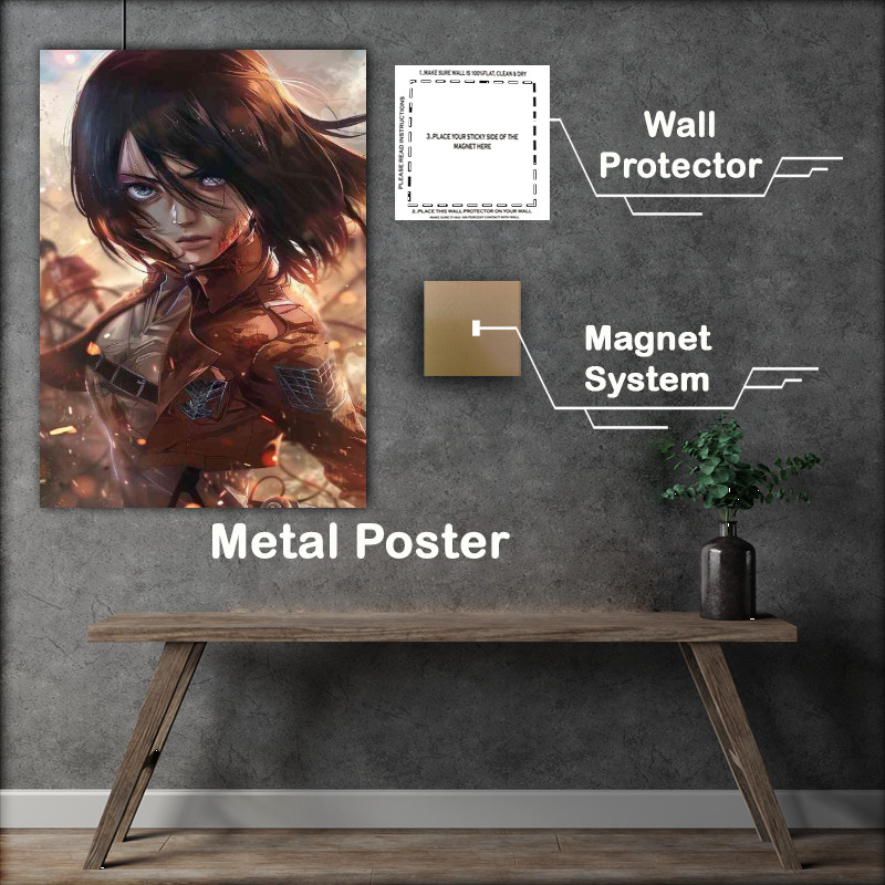Buy Metal Poster : (Mikasa Ackerman in fight mode)