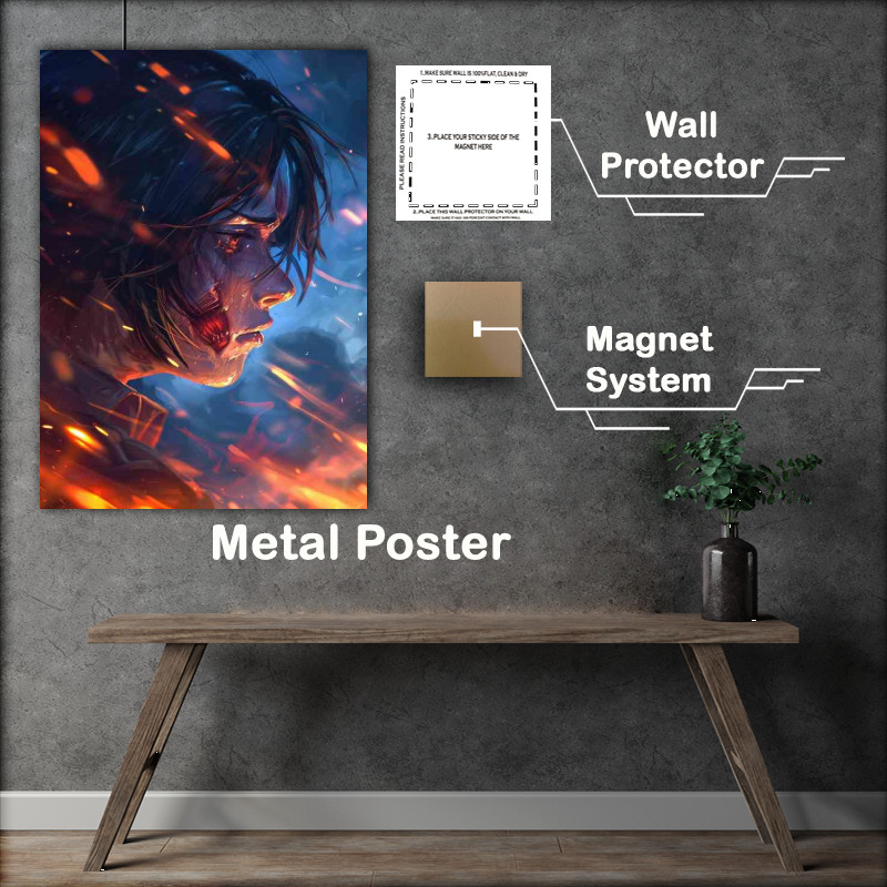 Buy Metal Poster : (Mikasa Ackerman side shot anime style)