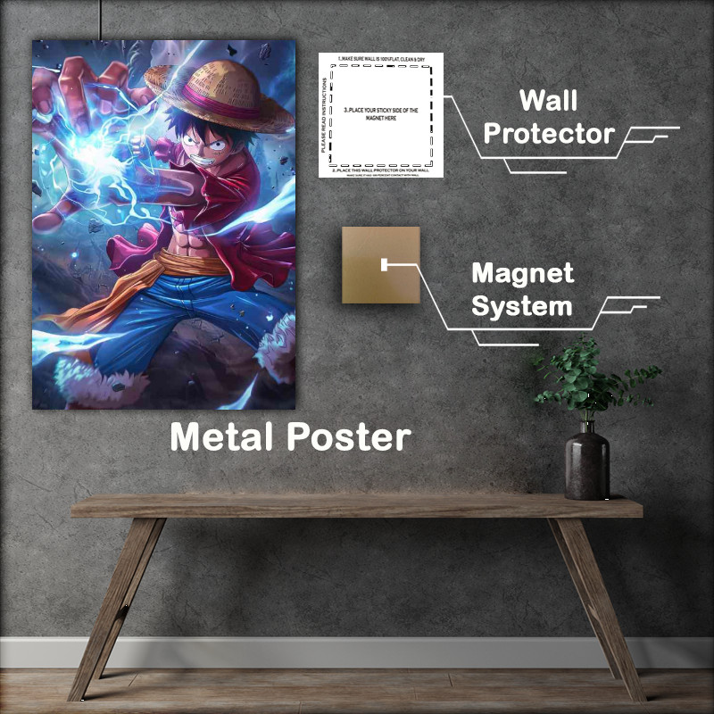 Buy Metal Poster : (Monkey D Luffy with fire ball)