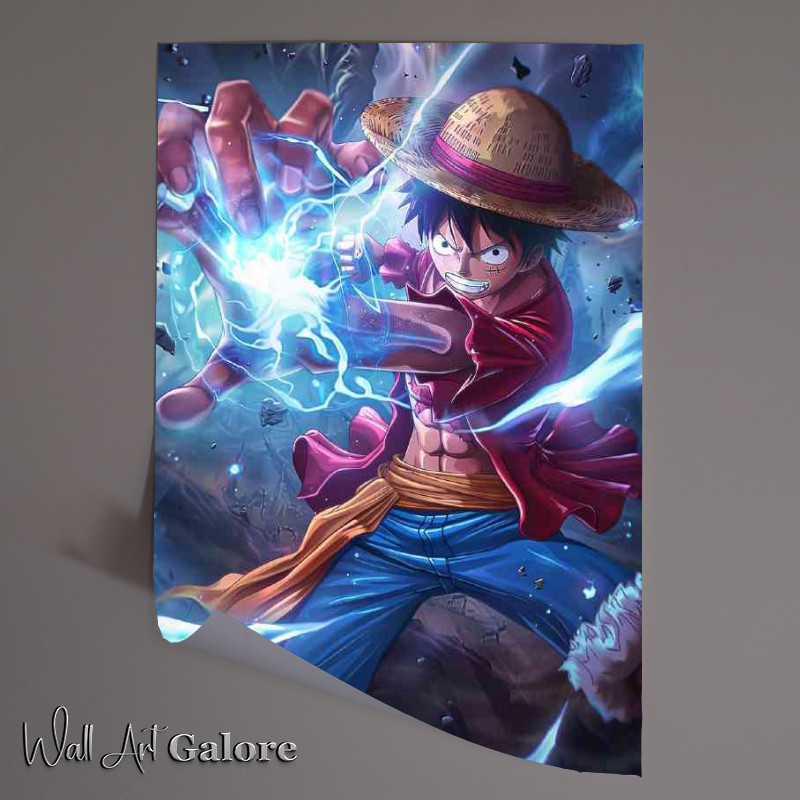 Buy Unframed Poster : (Monkey D Luffy with fire ball)