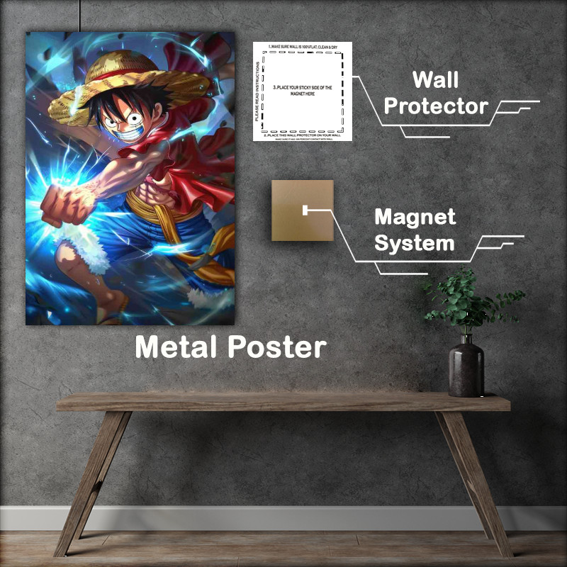 Buy Metal Poster : (Monkey D Luffy with hat anime)