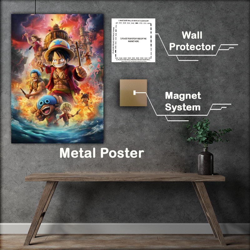 Buy Metal Poster : (Movie poster of one punch and his crew)
