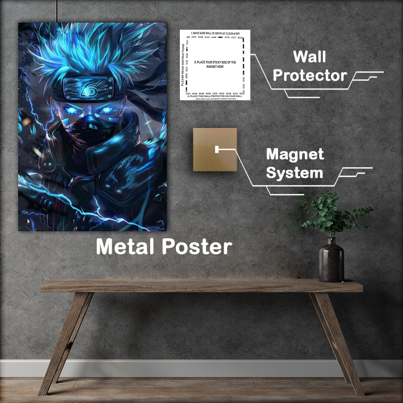 Buy Metal Poster : (Naruto Uzumaki in his Black gear with blue lights)
