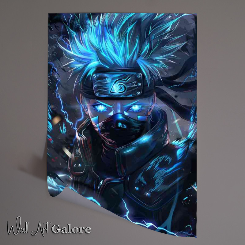 Buy Unframed Poster : (Naruto Uzumaki in his Black gear with blue lights)