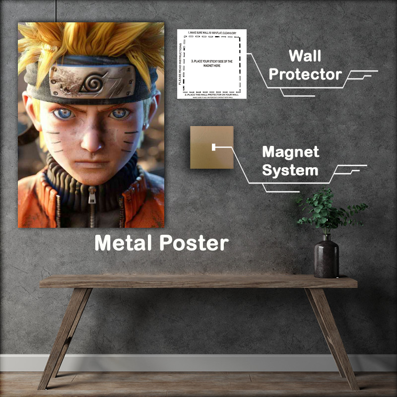 Buy Metal Poster : (Naruto full face shot anime style)