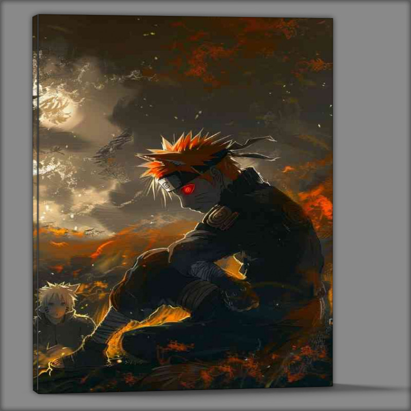 Buy Canvas : (Naruto with his fox mask sitting on the ground)