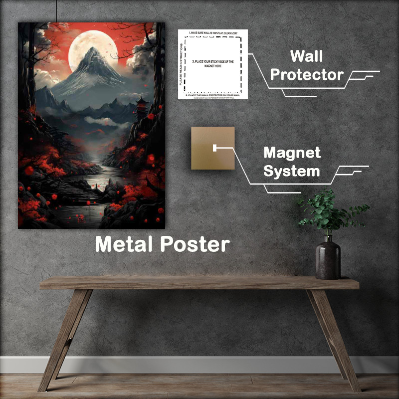 Buy Metal Poster : (Hiking Through Cherry Blossom Valleys in Japan)