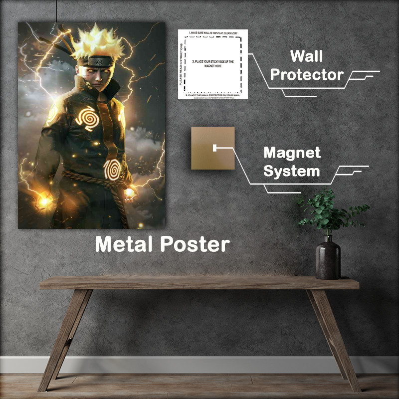 Buy Metal Poster : (Realistic illustration of Naruto Uzumaki in his Akats)