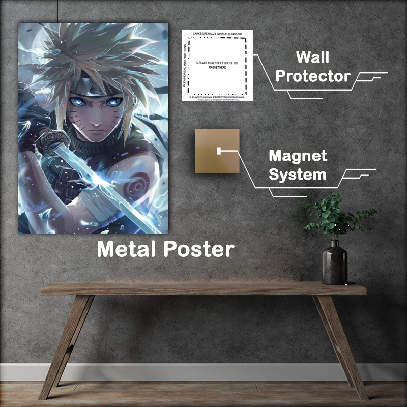 Buy Metal Poster : (Sasuke Uchiha from Naruto holding his weapon)