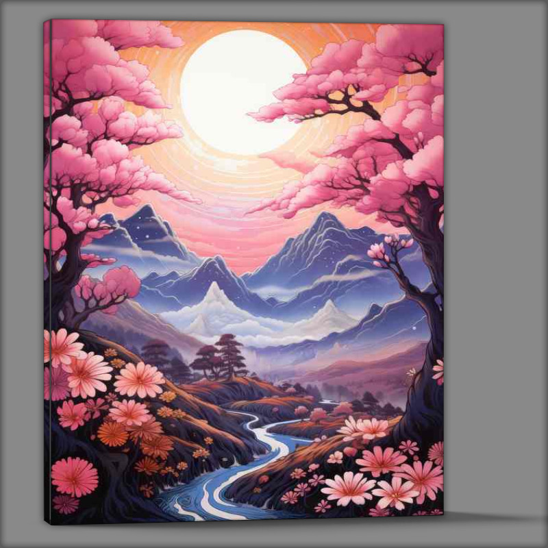 Buy Canvas : (Japans Best Cherry Blossom with a full moon view)