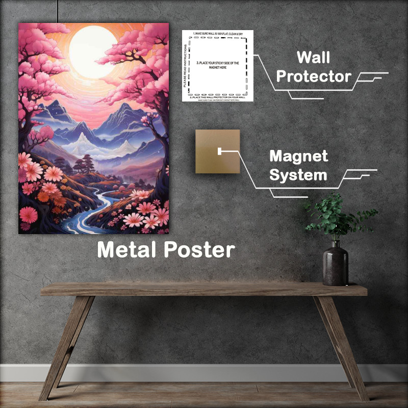 Buy Metal Poster : (Japans Best Cherry Blossom with a full moon view)