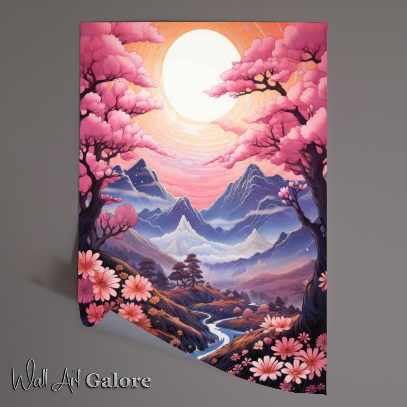 Buy Unframed Poster : (Japans Best Cherry Blossom with a full moon view)