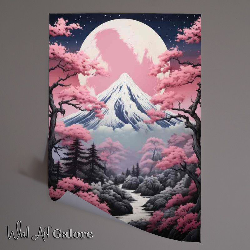 Buy Unframed Poster : (Japans Best Waterfront Cherry Blossomview of the mountains)