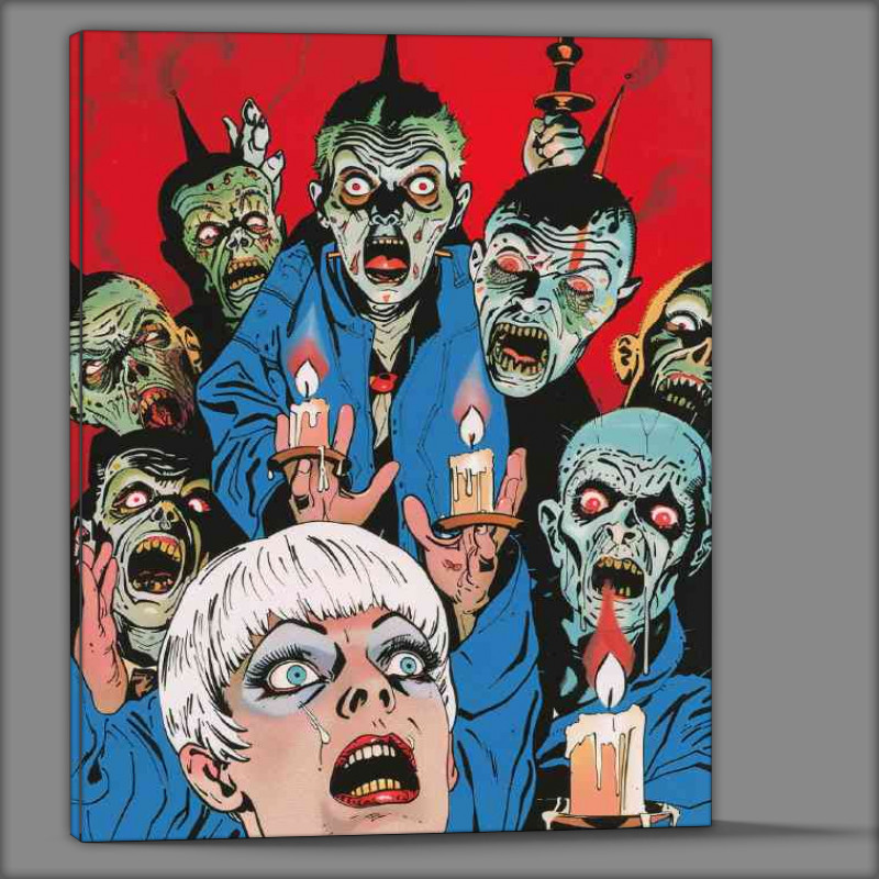 Buy Canvas : (80s horror movie poster creepy eyes behind people)