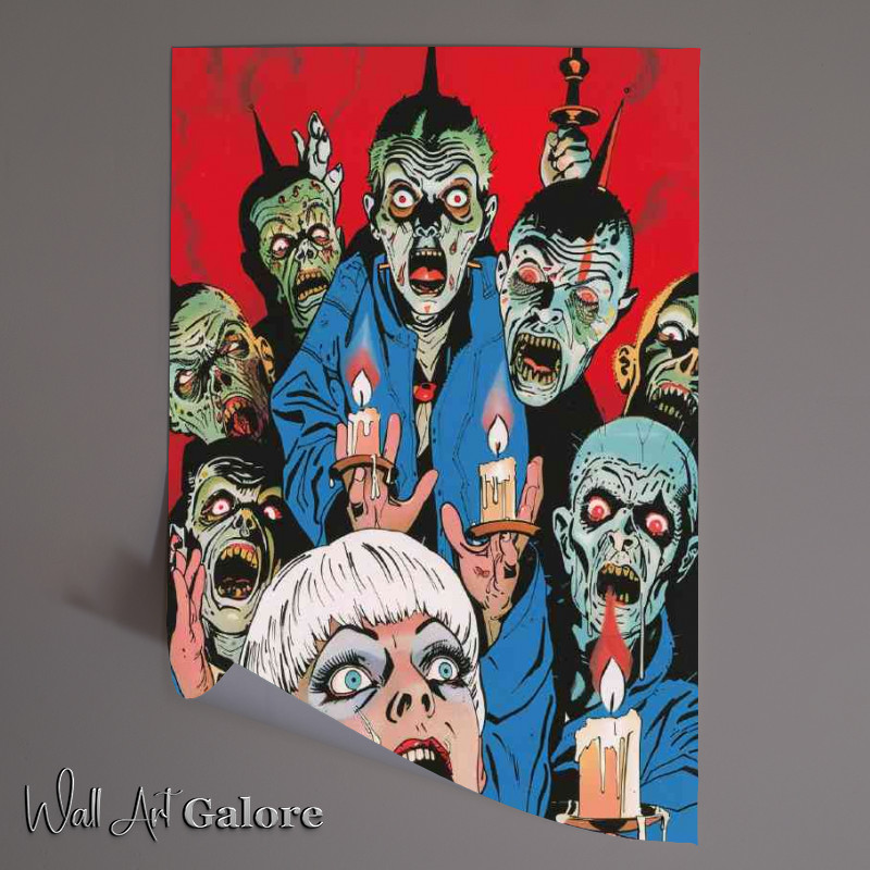 Buy Unframed Poster : (80s horror movie poster creepy eyes behind people)
