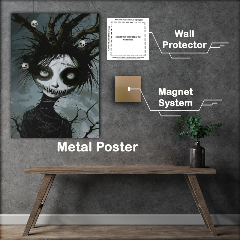 Buy Metal Poster : (An eerie character eyes and skulls)