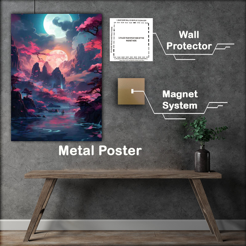 Buy Metal Poster : (Japans Cherry Blossom Trails Mountains and Rivers)