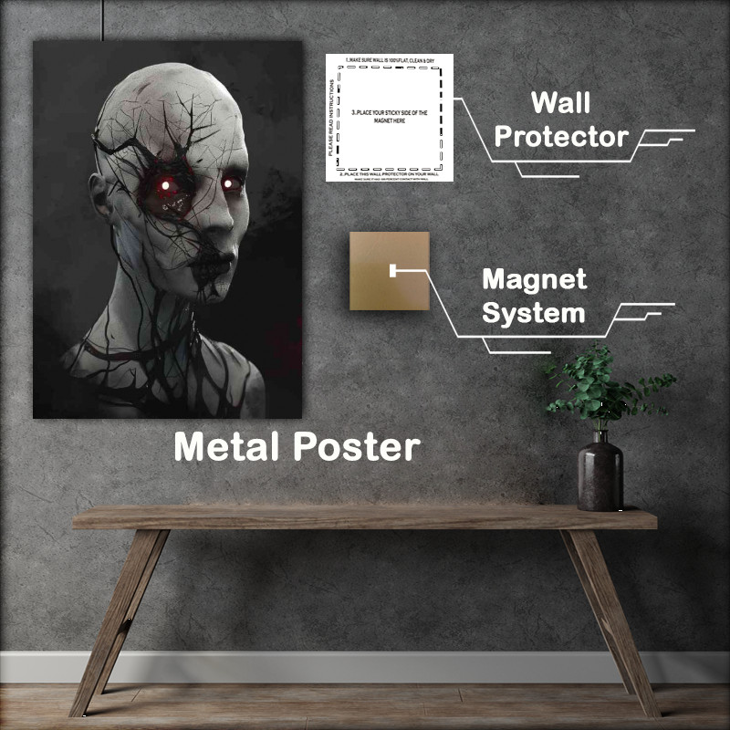 Buy Metal Poster : (Eerie pale ghost with glowing eyes)