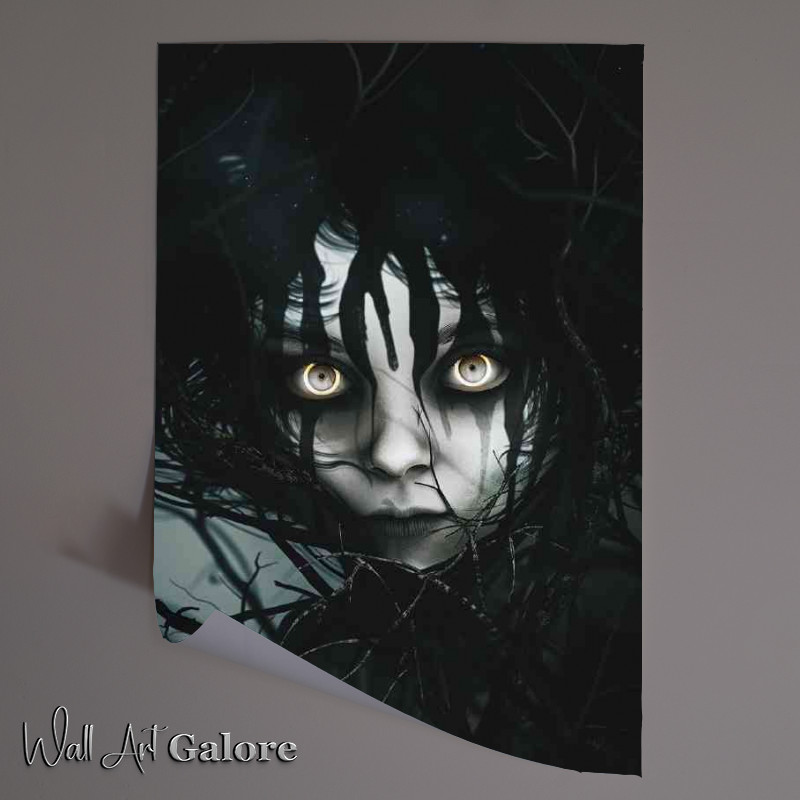 Buy Unframed Poster : (Face with black hair and white stripes with big eyes)