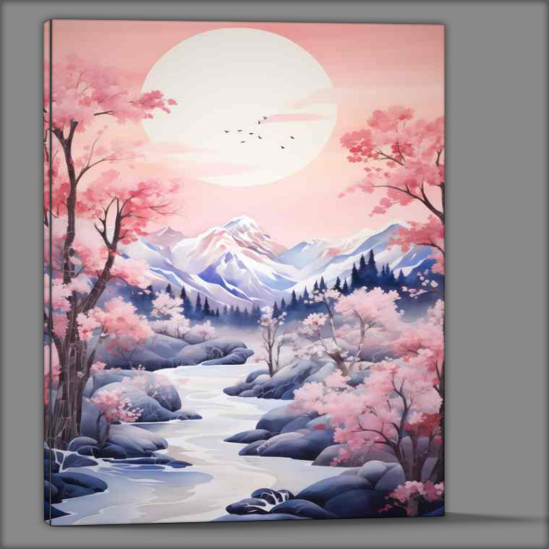Buy Canvas : (Japans Iconic Views Cherry Trees Peaks and Waters)