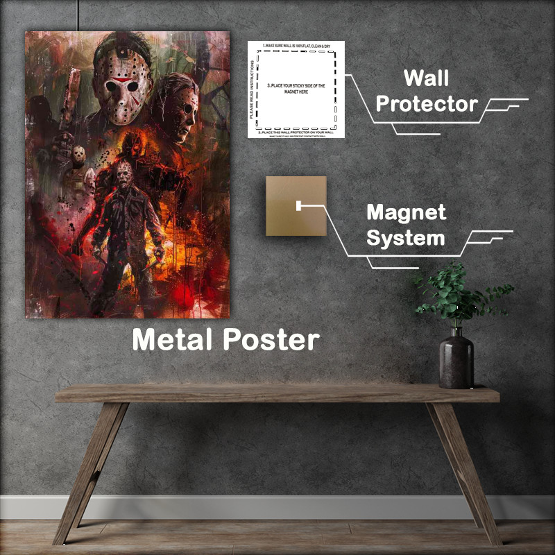 Buy Metal Poster : (Famous movie characters in horror)