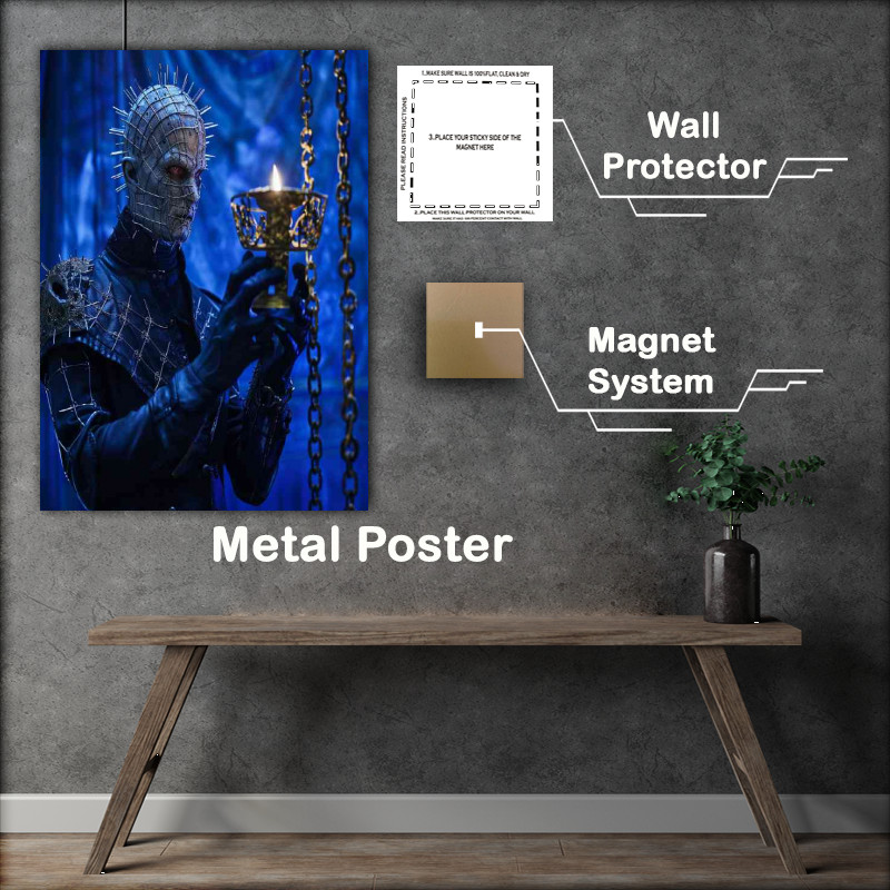 Buy Metal Poster : (Hellraisers pinhead holding an open golden)
