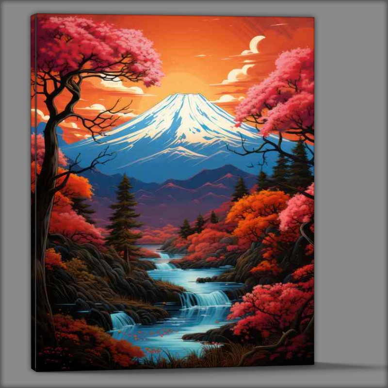 Buy Canvas : (Japans Mountain Springs and Cherry Tree Blooms)