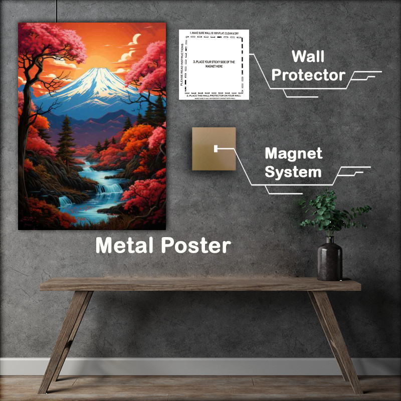 Buy Metal Poster : (Japans Mountain Springs and Cherry Tree Blooms)