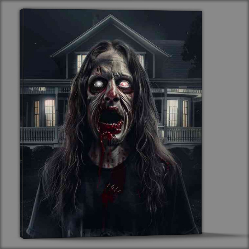 Buy Canvas : (Horror movie poster zombie with white eyes)