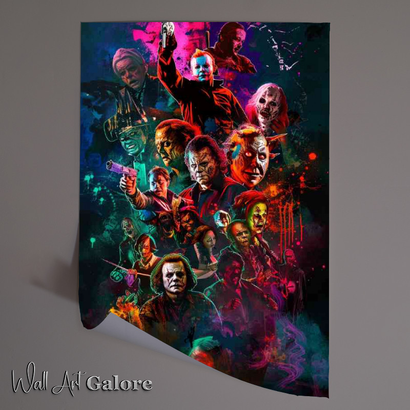 Buy Unframed Poster : (Iconic horror movie characters It Freddy michael myers etc)