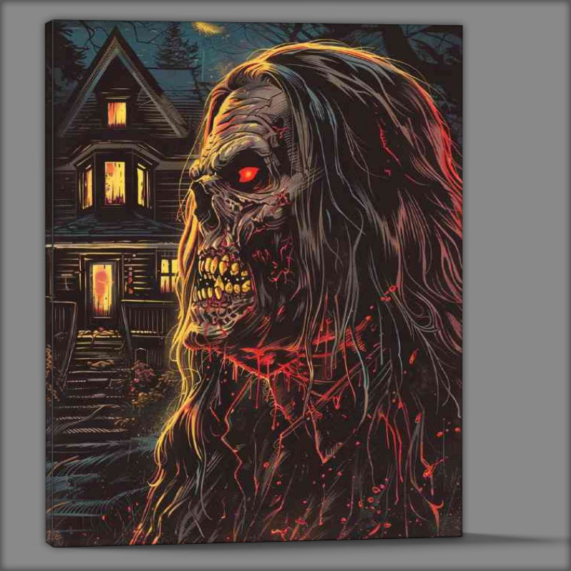 Buy Canvas : (Man with long hair and red eyes zombie)