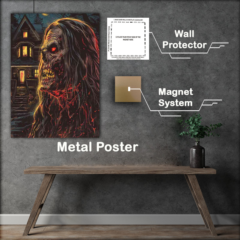 Buy Metal Poster : (Man with long hair and red eyes zombie)
