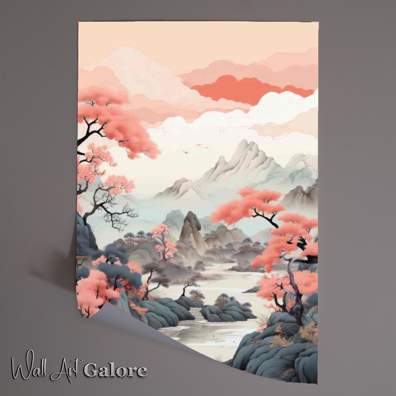Buy Unframed Poster : (Japans Nature Trio Cherry Trees Mountains and Waterways)