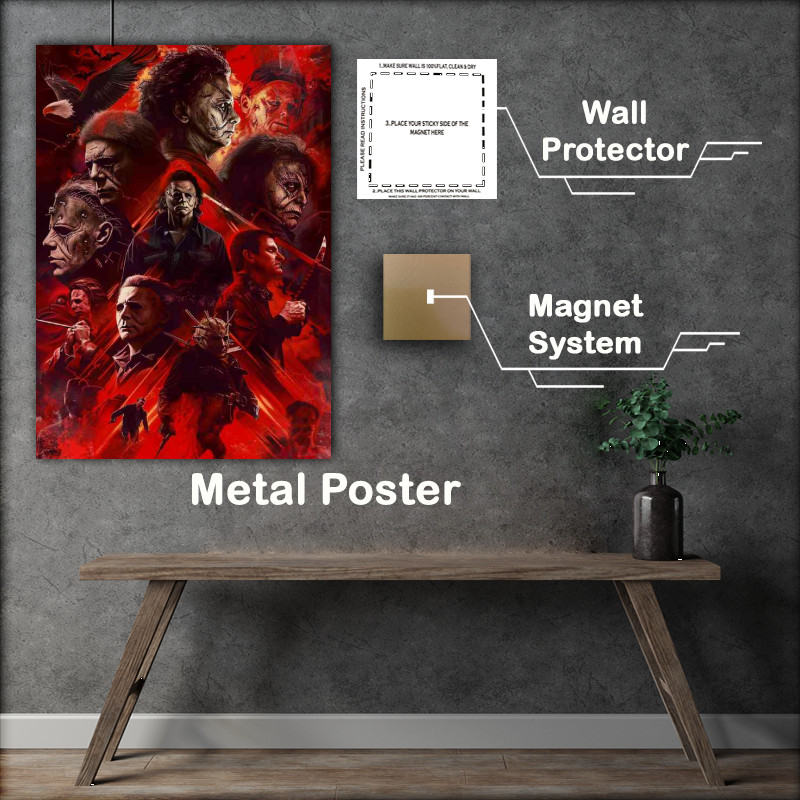 Buy Metal Poster : (Michael jason and freddy movie characters horror)