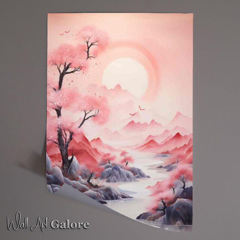 Buy Unframed Poster : (Japans Scenic Wonders Mountains Waters and Blossoms in pink)