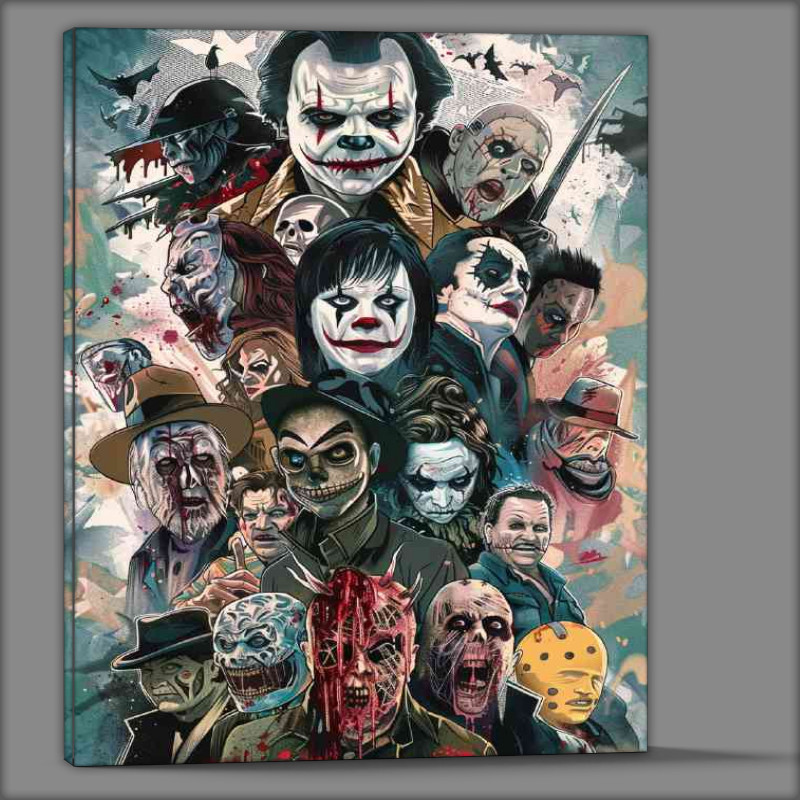 Buy Canvas : (Poster of horror characters in an airbrushed graffiti style)