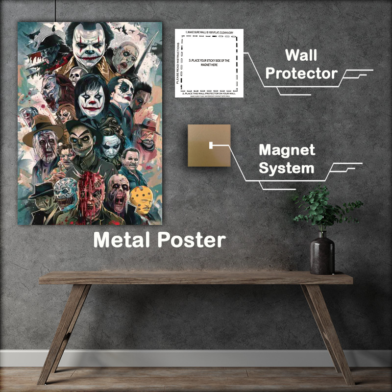 Buy Metal Poster : (Poster of horror characters in an airbrushed graffiti style)