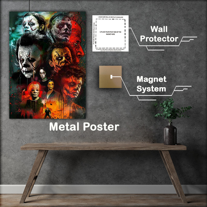 Buy Metal Poster : (Poster of horror movie characters in an airbrushed)