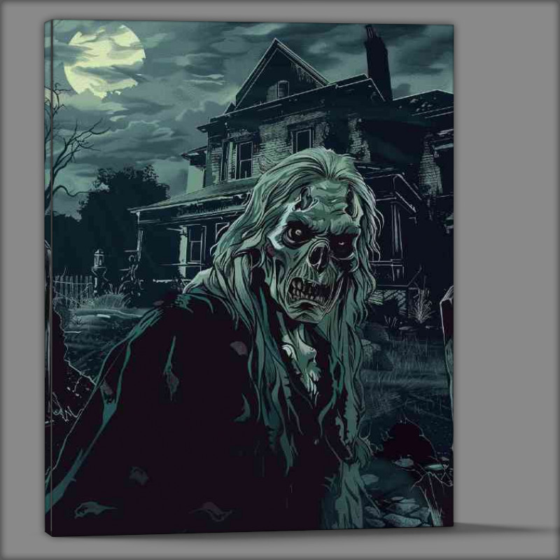 Buy Canvas : (Scary zombie the house on the hill)