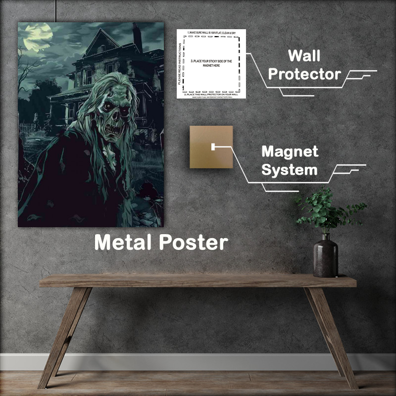 Buy Metal Poster : (Scary zombie the house on the hill)