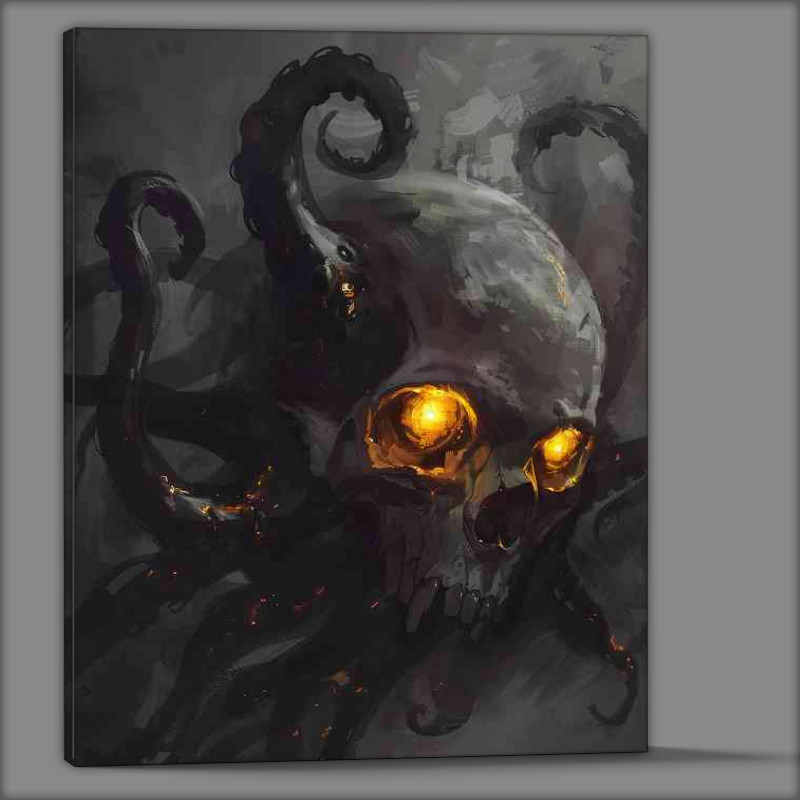 Buy Canvas : (Skull with glowing yellow eyes)