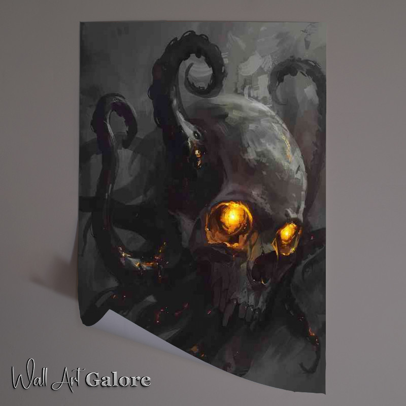 Buy Unframed Poster : (Skull with glowing yellow eyes)