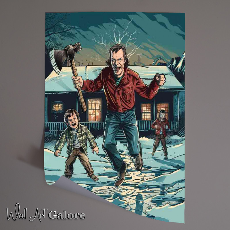 Buy Unframed Poster : (The Shining movie poster depicts Jack holding a axe)