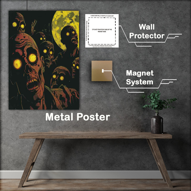 Buy Metal Poster : (comic style zombies yellow eyes)