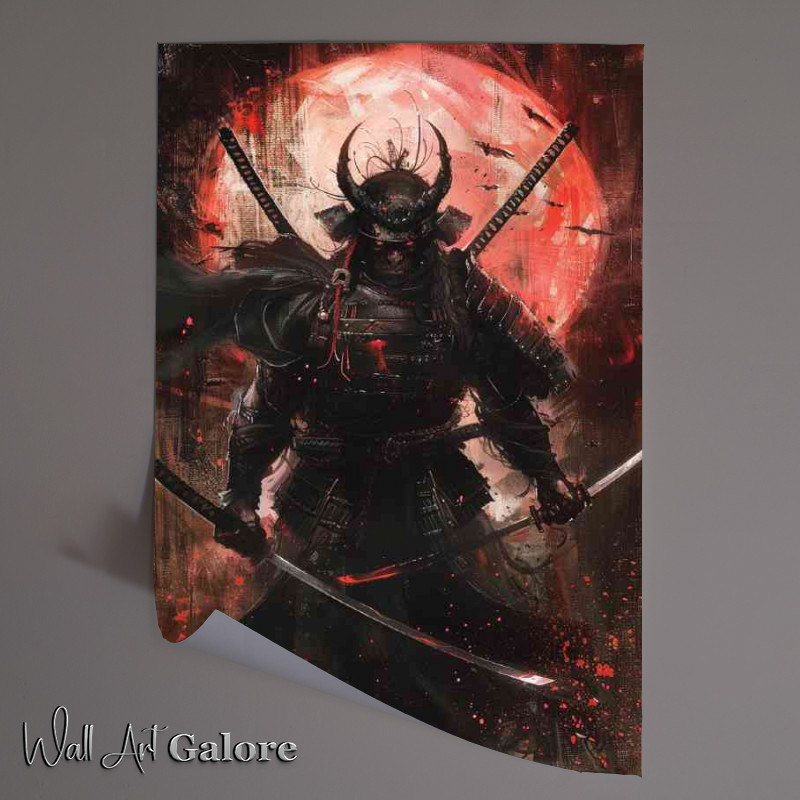 Buy Unframed Poster : (Demon Samurai holding two katanas with its hands art)